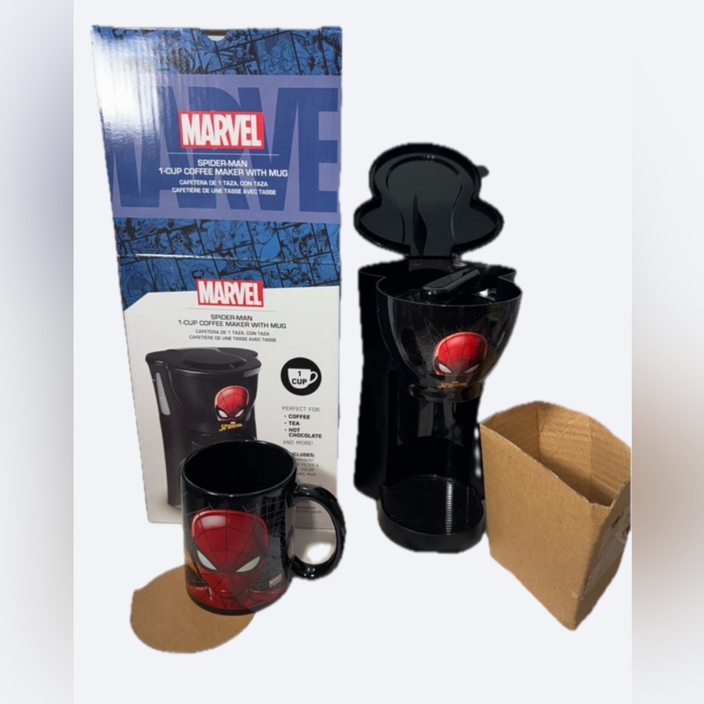 2/$60 NEW Marvel Spider-Man Black Coffee Maker with Mug